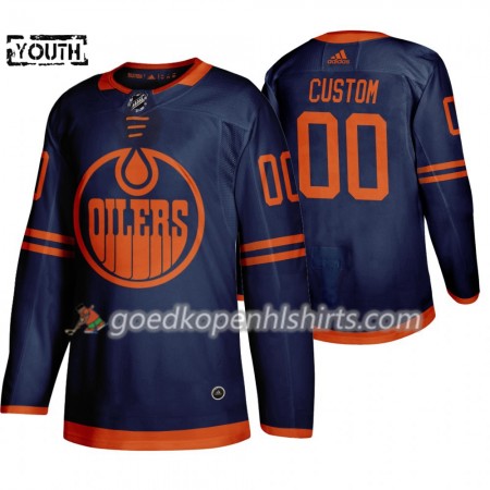 Edmonton Oilers Custom Adidas 2019-2020 Blauw Authentic Shirt - Kinderen
